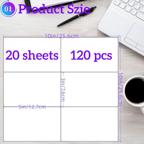 Removable Stickers Labels 5" x 3" 120 Large Moving Labels for Boxes, Packing Supplies for Moving, White Blank Label Stickers for Home Organization Projects, Kitchen, Storage Bins - size: Moving Labels 120pcs (5" x 3") with Pen