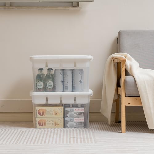 Citylife 32QT 2-Pack Clear Craft Storage Box Buildable Lid Removable Tray - size: 2 Packs-32 QT