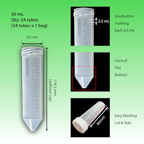 WATSON-BIO-LAB 1342-050S-min 50mL Conical Centrifuge Tube, 24 Pieces - size: 50 mL / Normal Conical Bottom / 24pc