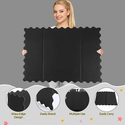 Mooliwe 4 Pack 21" x 14" Trifold Poster Board Scalloped, Black White - color: Black White, size: 21" X 14"