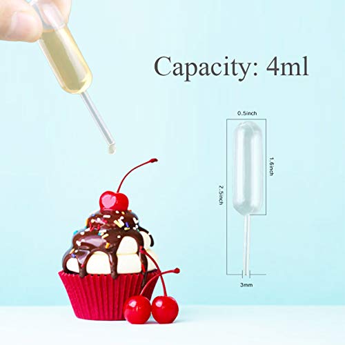moveland 50PCS 4ml Plastic Cupcake Pipettes Squeeze Syringes for Cupcakes