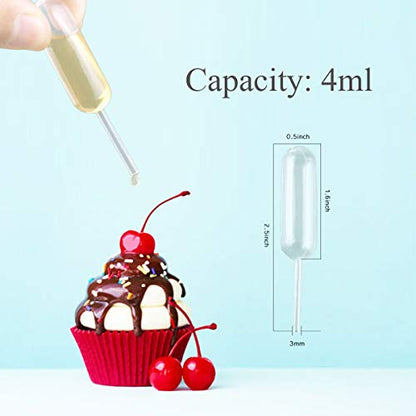 moveland 50PCS 4ml Plastic Cupcake Pipettes Squeeze Syringes for Cupcakes