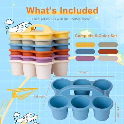 6-Pack Supply Caddy for Classroom with Handle, Macaron Multicolor - color: Pastel Multicolor