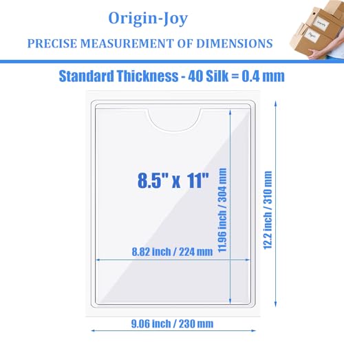 Origin-Joy 25 PCS Self-Adhesive Index Label Pockets, Clear Plastic Peel & Stick Card Holders with Top Open for Loading (8.5 x 11 inch) - size: 8.5 x 11 inch, style: Vertical