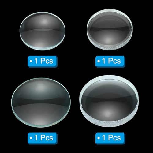 PATIKIL Convex Lens, 50-75 100-100mm Focal Length 30/50mm (1.18/1.97") Diameter Round Glass Magnifying Telescope Lens Trial Set Ground Edge for Lab Physics Class Optics, 4 Pcs - size: 50/-75/100/-100mm FL, 30/50mm Dia.