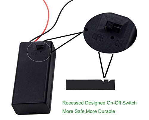 (Pack of 5 9v Battery Holder, 9 Volt Battery Holder with Switch, 9v Battery Case with Switch