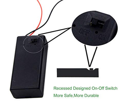 (Pack of 5 9v Battery Holder, 9 Volt Battery Holder with Switch, 9v Battery Case with Switch