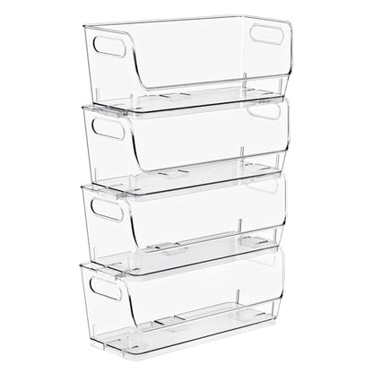 Sorbus Clear Pantry Organizer with Stackable Storage Bins, Open Front - size: Small Narrow, style: 4 Pack