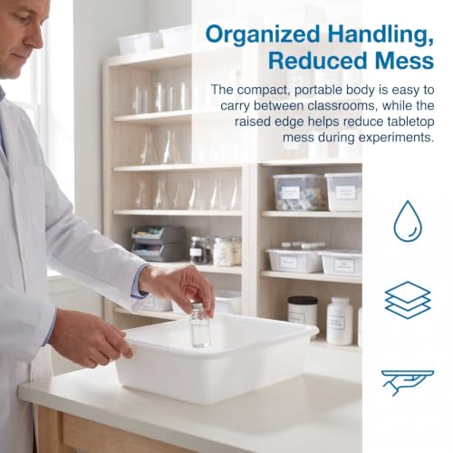 VOSAREA Laboratory Containment Tray, White Plastic Tray 9.43 x 6.68 in