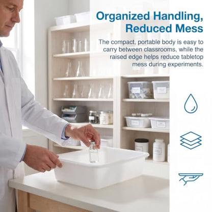 VOSAREA Laboratory Containment Tray, White Plastic Tray 9.43 x 6.68 in