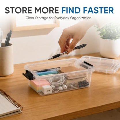 Superio 0.7 Quart Mini Clear Plastic Storage Container with Lid, Stackable Small Organizer Box for Crayons, Art Supplies, Beads, Sewing, Stationery & Food Storage, 1 Pack - size: 0.7 Quart