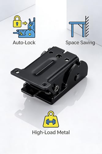 90 Degree Folding Hinge Set of 2, self-Locking Hinge - color: Black