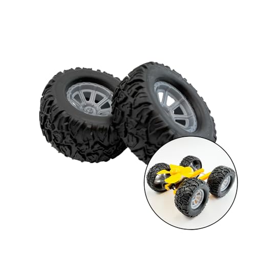 4PCS Toy Car Wheel Model Car Rubber Tire Wheel with 2PCS Metal Shaft Round Rod Axles for for DIY Model Toy RC Car Truck Robot Building Part (2.5x55mm) - style: 2.5x55mm