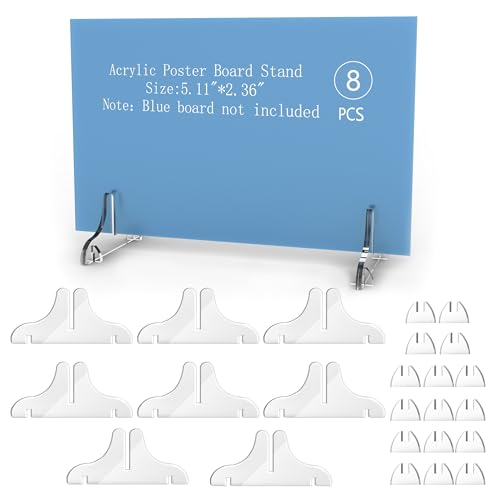 Acrylic Poster Board Stand Holder,8 Pcs Foam Board Stands For Display Table Top Sign Menu,Double-Sided Desktop Flyer Holder For Picture Paper Frame Home Office Restaurants Store Retail Show Fai