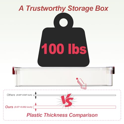 CATOOMUU 2-Pack 9x13 Clear Plastic Project Case Stackable Storage Box - color: Large-Red-2-Pack