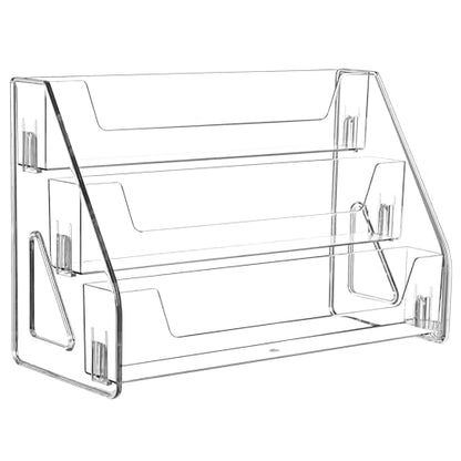CELSOL Upgraded 3 Tier Acrylic Card Display Stand, Clear Display for Trading Cards, Greeting Cards, Sports Cards, Postcards, Stickers & Brochures, Easy Snap-On, Increased Height & Thickness for Better Presentation - size: 3 Tier 1 Pack