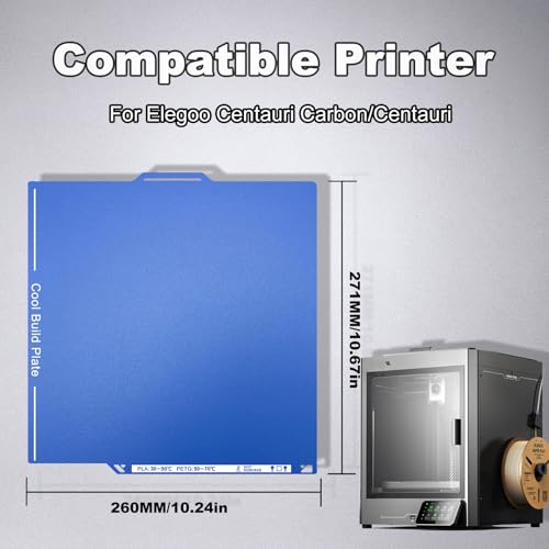 Cold Texture PEI Build Plate for Elegoo Centauri Carbon/Carbon 2 - size: 260x271mm