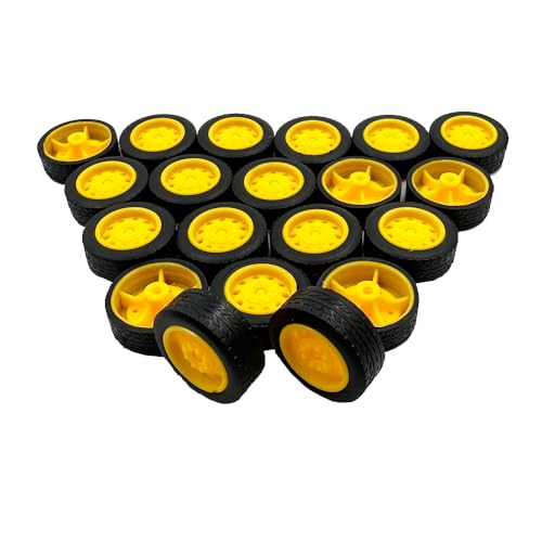 20PCS Toy Car Small Wheels Model Car Rubber Tire Wheels with 10PCS Shaft Round Rod Axles for RC Car Truck Robot DIY Model Toy Building Accessories (2x8x23mm) - style: 2x8x23mm