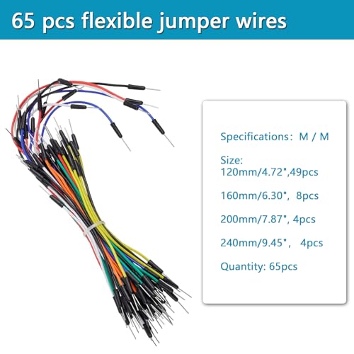 560 Pieces Jumper Wire Kit 14 Lengths Assorted Preformed Breadboard Jumper Wire+65 pcs Solderless Flexible Breadboard Jumper Wires +Alligator Clip Test Leads with Free Box&Tweezers - size: 560pcs+65pcs+2pcs Alligator