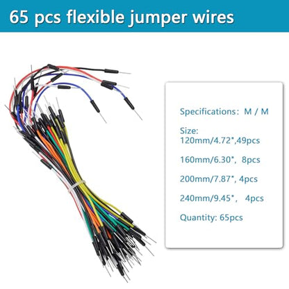 Breadboard Kit with Power Supply Module， Jumper Wires，Battery Clip，830 & 400 tie-Points Breadboard,Alligator Clip Test Leads - size: 2Breadboard +1Power Module+65Jumper wire