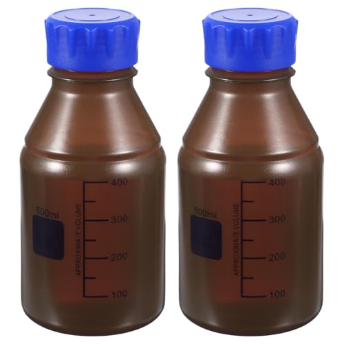 PATIKIL 500ml Media Storage Bottles,2pcs Plastic Graduated Bottle, Brown - color: Brown, size: 500ml