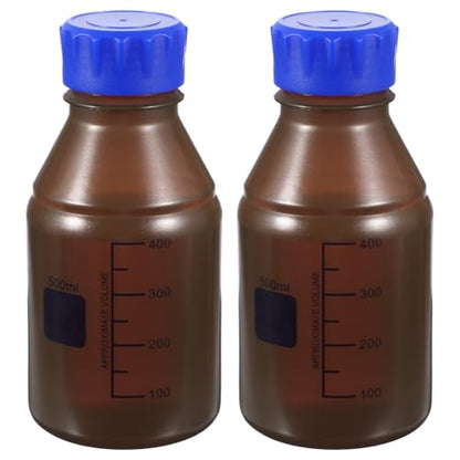 PATIKIL 500ml Media Storage Bottles,2pcs Plastic Graduated Bottle, Brown - color: Brown, size: 500ml