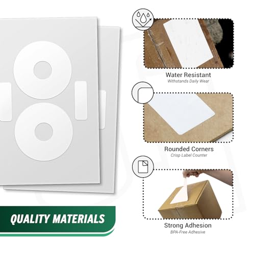 Neato CLP-192217 Compatible CD & DVD Labels for Inkjet & Laser Printers, Strong Adhesive & Water Resistant, White [2 CD/DVD Labels/Sheet, 150 Sheets] - size: 4-23/39" (2)