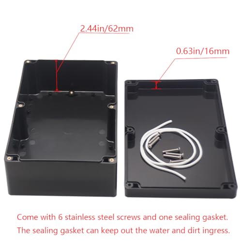 Project Box IP65 Waterproof Junction Box ABS Plastic Electrical Boxes DIY Electronic Project Case Power Enclosure 9.06x5.90x3.43 inch (230 x 150 x87 mm) - color: Black, size: 9.06"x5.90"x3.43"