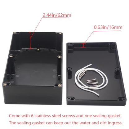 Project Box IP65 Waterproof Junction Box ABS Plastic Electrical Boxes DIY Electronic Project Case Power Enclosure 9.06x5.90x3.43 inch (230 x 150 x87 mm) - color: Black, size: 9.06"x5.90"x3.43"