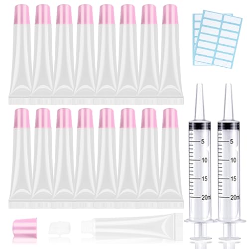 AMORIX 50PCS Empty 20ml Pink Cap Lip Gloss Tubes for Lipgloss Base - color: Pink, size: 20ml-50PCS