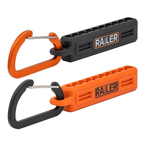 Portable 10-Hole Bit Storage Organizer with Carabiner Clip for Tool Kits - color: Black + Orange