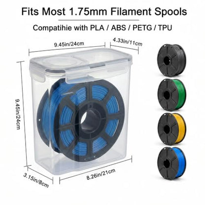MRAXEL 3D Printer Filament Storage Box 4-Pack, with Reusable Labels & Pen