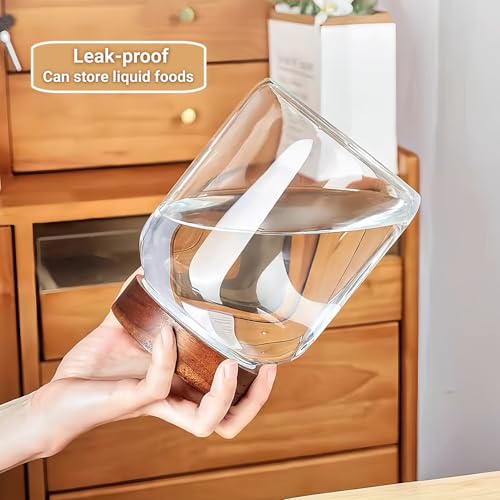 50 Fl oz/1500 ml Clear Glass Jar with Airtight Wooden Screw on Lid