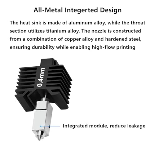 P1P P1S 0.4mm Hardened Steel Hotend, All-Metal Integerted Desige Hot End 320℃ High Temperature Print Head Nozzle Replacement for X1/X1C/P1S /P1P 3D Printer - style: 0.4mm