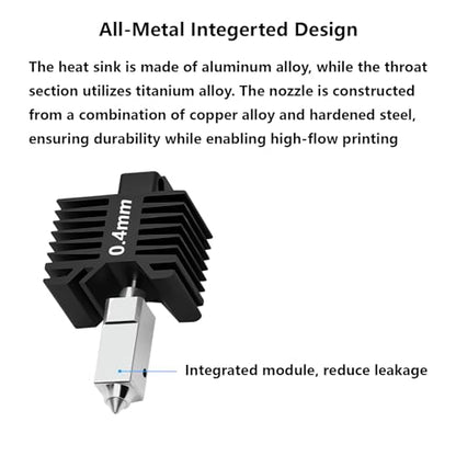 P1P P1S 0.4mm Hardened Steel Hotend, All-Metal Integerted Desige Hot End 320℃ High Temperature Print Head Nozzle Replacement for X1/X1C/P1S /P1P 3D Printer - style: 0.4mm