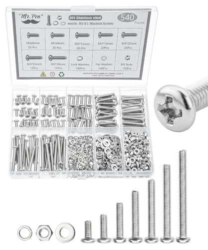 Mr. Pen- Nuts and Bolts Assortment Kit, 540 pcs, Stainless Steel