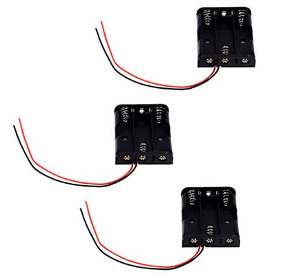 (Pack of 3 3 AA Battery Holder with Leads, 3 AA Battery Holder with Wires