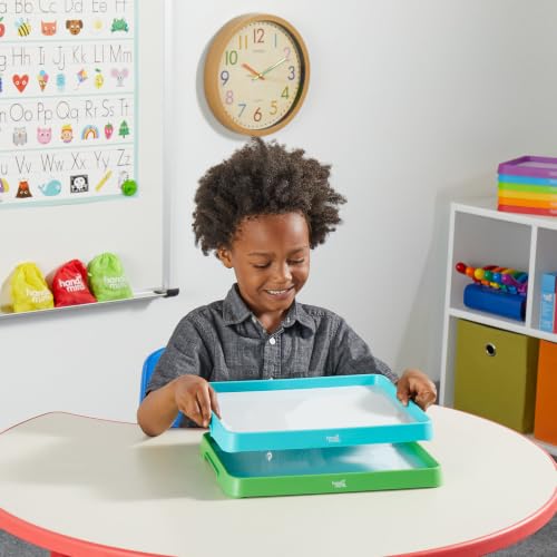 hand2mind Magnetic Dry-Erase Activity Trays, Green and Teal, Set of 2 - style: Green/Teal 2 Pack