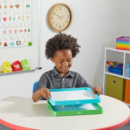 hand2mind Magnetic Dry-Erase Activity Trays, Green and Teal, Set of 2 - style: Green/Teal 2 Pack
