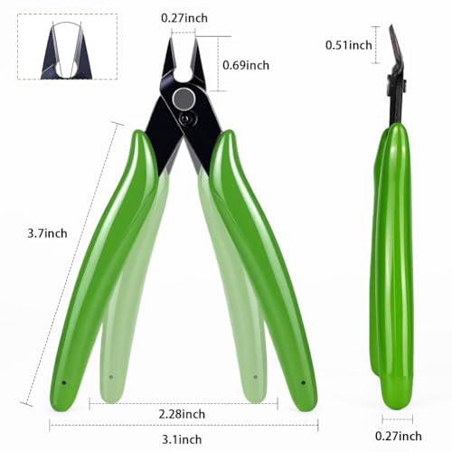 Micro Flush Cutters, 5-Inch Precision Side Cutters - High Carbon Steel, Spring-Loaded & Non-Slip Handle for Electronics, Wiring, Sprue, Zip Ties(Black) - color: Black