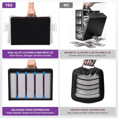 3-Row Trading Card Storage Box with handle & Closure, Black Purple - color: Black Purple, size: 3 Rows