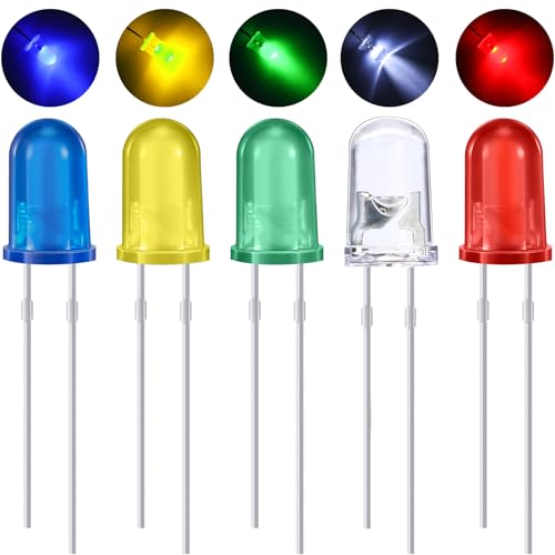 EBOOT 200 Pcs Clear Light Emitting Diodes Bulbs LED Lamp,5mm,5 Colors - color: 5 Colors