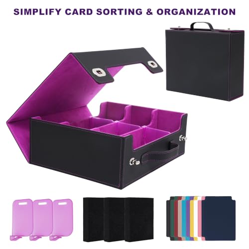 3-Row Trading Card Storage Box with handle & Closure, Black Purple - color: Black Purple, size: 3 Rows