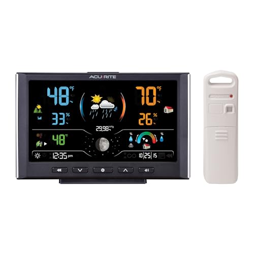 AcuRite Wireless Home Weather Station with Color Display, Indoor Outdoor Thermometer and Weather Forecast, Black - color: Black