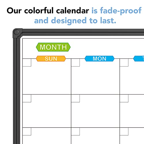 JILoffice Dry Erase Calendar Whiteboard, Magnetic Month Board 36 x 24 Inch - color: Black, size: 36"W x 24"H