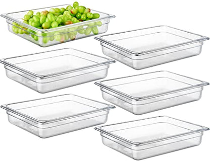 CURTA 6-Pack 1/2 Size 2.5" Deep NSF Polycarbonate Food Pans | Dishwasher & Freezer Safe Clear Container for Prep Tables, Buffet, Salad Bar, Commercial & Home Kitchen - color: 1/2 Size, size: 2-1/2" Deep