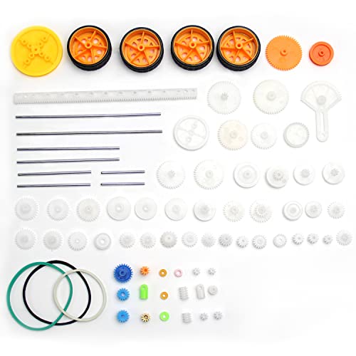 Fielect 78Pcs Plastic Gears Kit DC Motor Kit DIY Gear Assortment Accessories Set for Robot Various Axle Belt Bushings - color: 78pcs