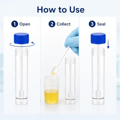 10PCS Specimen Container, Plastic Sample Cup with Spoon and Screw Lid