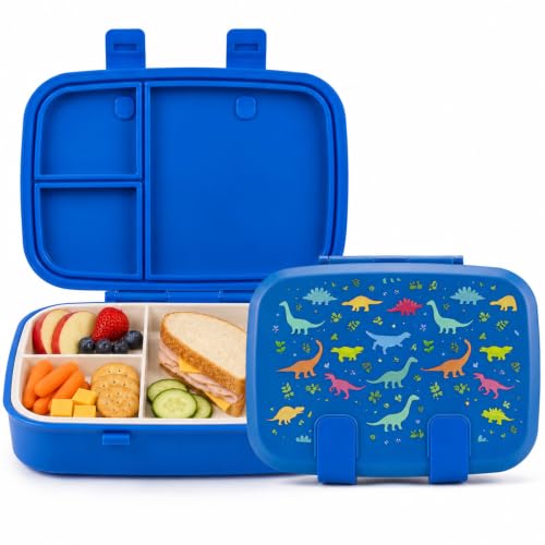 MISS BIG Kids Bento Lunch Box, Blue Dinosaur, Microwave Safe, 800ml - color: Blue Dinosaur