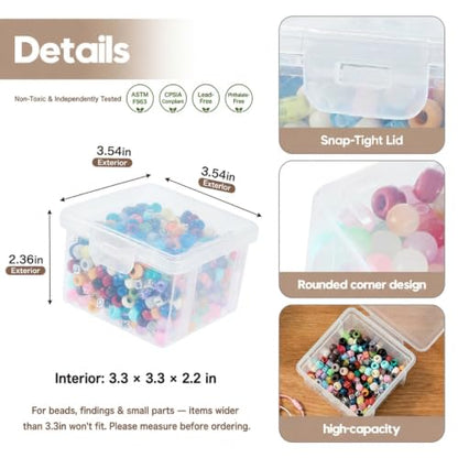 10 Pack Bead Organizer Box, Deep Small Clear Stackable Snap-Lid Case - size: Clear Square Small - 10 Pack